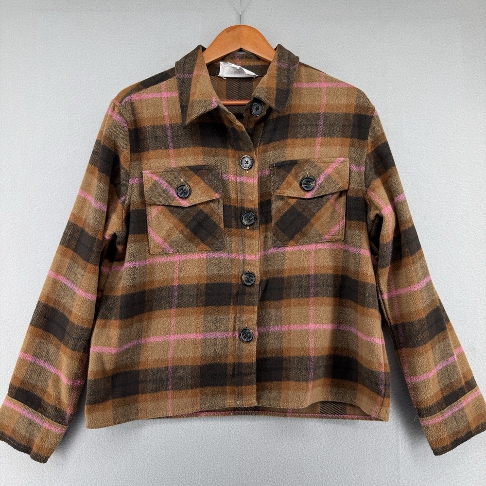 BB Dakota Steve Madden Shacket Shirt L Button Down Boxy Plaid